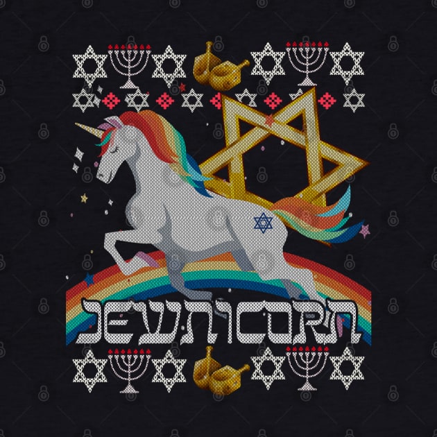 Jewnicorn Unicorn Ugly Hanukkah Chanukah - Funny Jewish by HBart